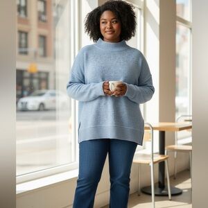 Architect Sweater Blue/Grey‎ Roll Neck in Size 1X  NWT